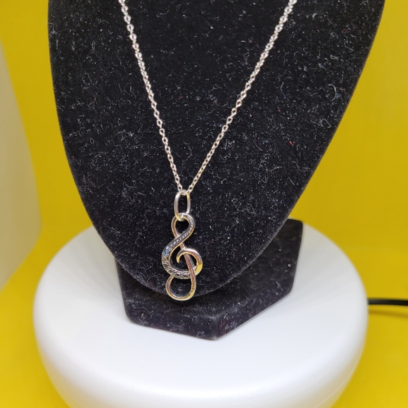 Musical Note with Blue Diamond Accent Necklace - Picture 1 of 10